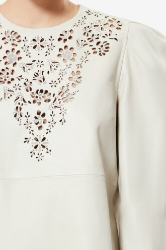 Vestido corto de cuero Nala con corte láser