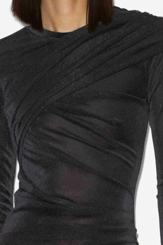 Vestido corto drapeado de lurex Denise
