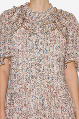 Vestido corto fruncido de algodón Celyana