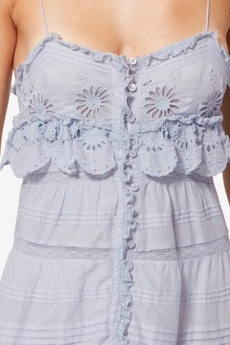 Vestido largo Paule de algodón y encaje floral