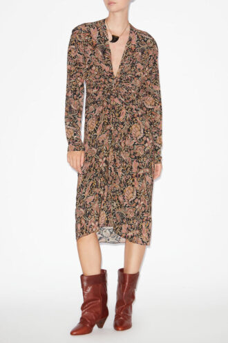 Vestido midi estampado de manga larga Zeliha