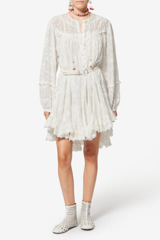 Zame Vestido corto de algodón y seda con estampado floral
